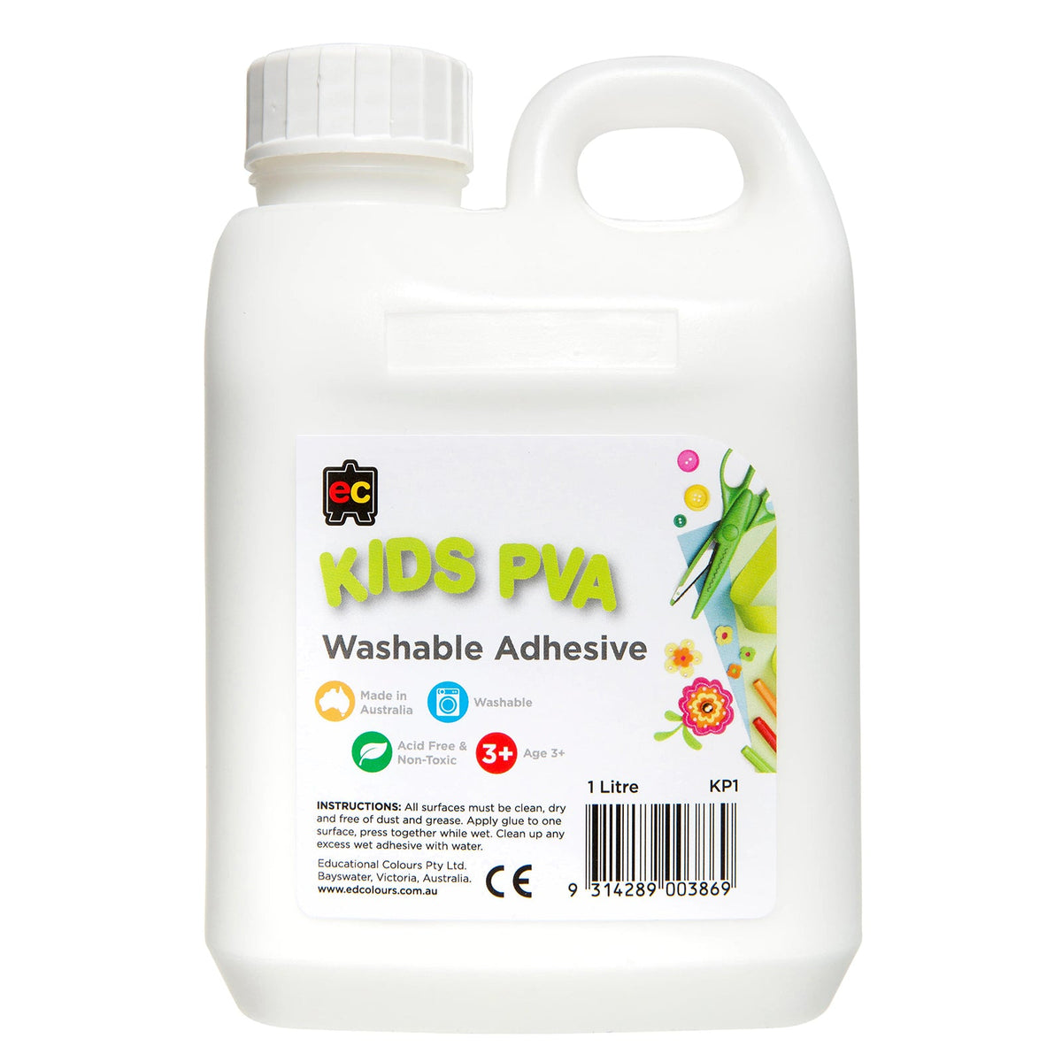 Educational Colours Kids PVA Washable Adhesive 1L