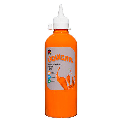 Educational Colours Liquicryl Junior Student Acrylic Paint 500ml Orange