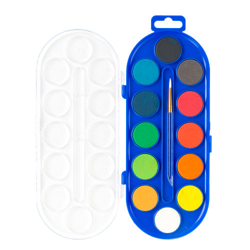 Educational Colours Paint Box Clear Lid 12 Disc