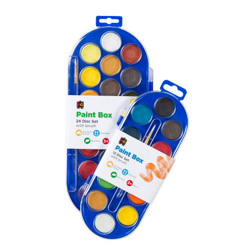 Educational Colours Paint Box Clear Lid 12 Disc