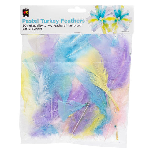 Educational Colours Pastel Turkey Feathers 60g Pack