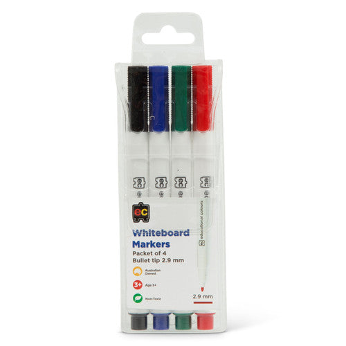 Educational Colours Whiteboard Markers Thin Set of 4