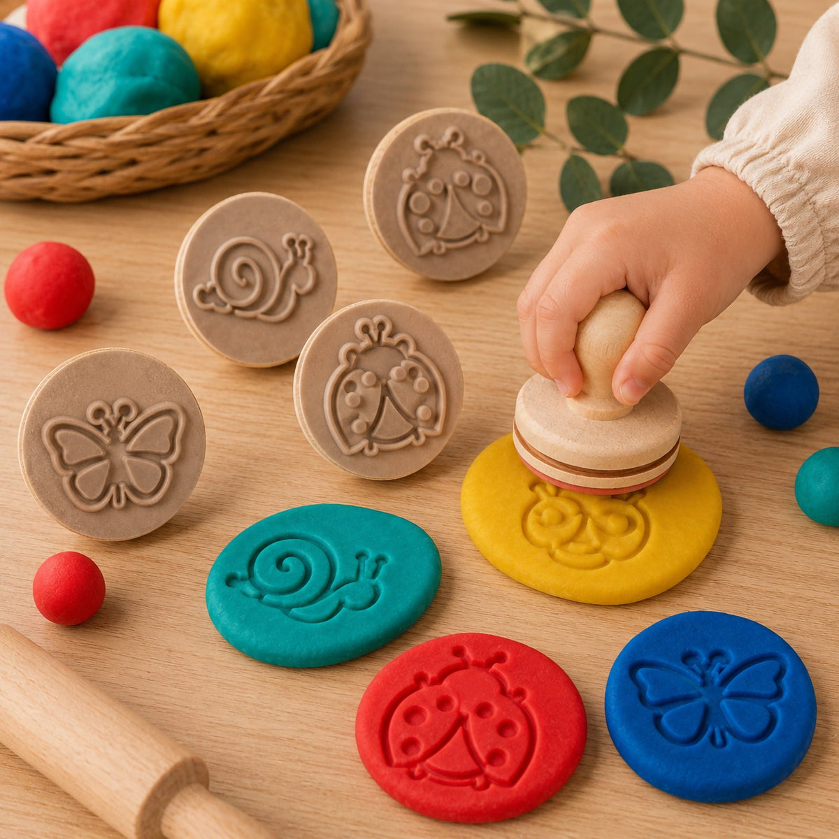 Wooden Dough Stamps Bugs