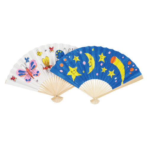 Educational Colours Wooden Paper Fans Pack of 24