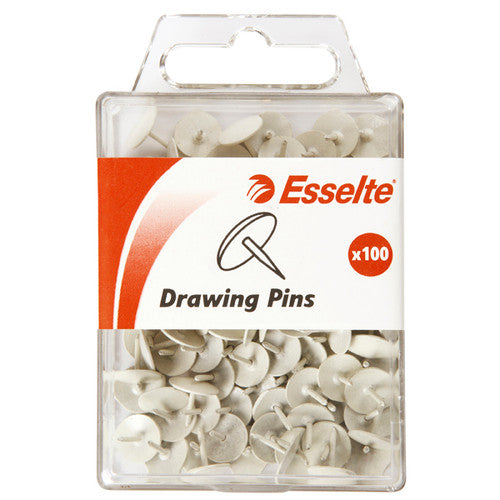 Esselte Drawing Pins White Hangsell Pack 100