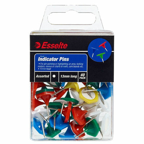 Esselte 45113 Indicator Pins Small 13mm Assorted Pack of 40
