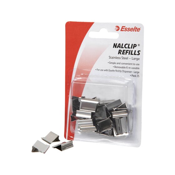 Esselte Nalclip Refills Large Steel Pack of 25