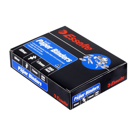 Esselte Paper Binders 13mm Silver Box 200