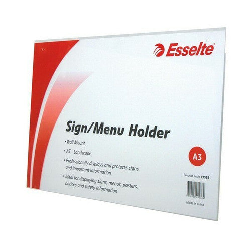 Esselte Sign or Menu Holder Wall Mount Landscape A3