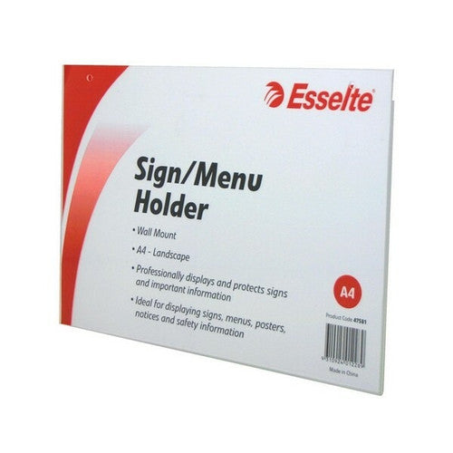 Esselte Sign and Menu Holder Wall Mount Landscape A4