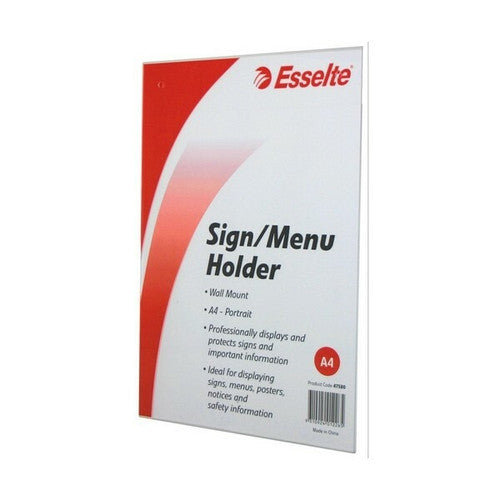 Esselte 47580 Sign and Menu Holder Wall Mount Portrait A4