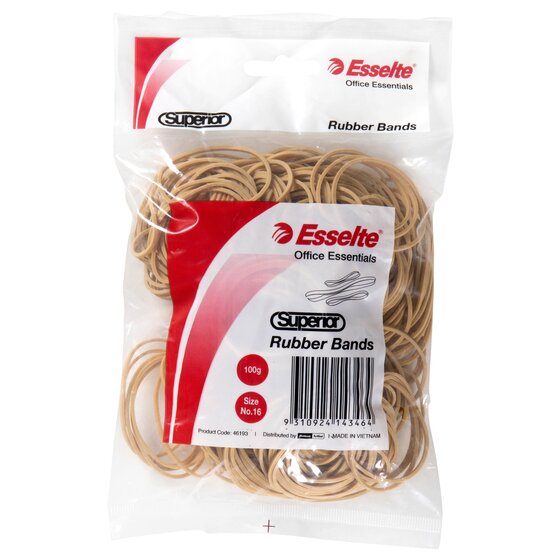 Esselte Superior Rubber Bands No 16 100g Natural Colour Pack