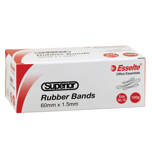 Esselte 37784 Superior Rubber Bands No 16 100g Natural Colour Box