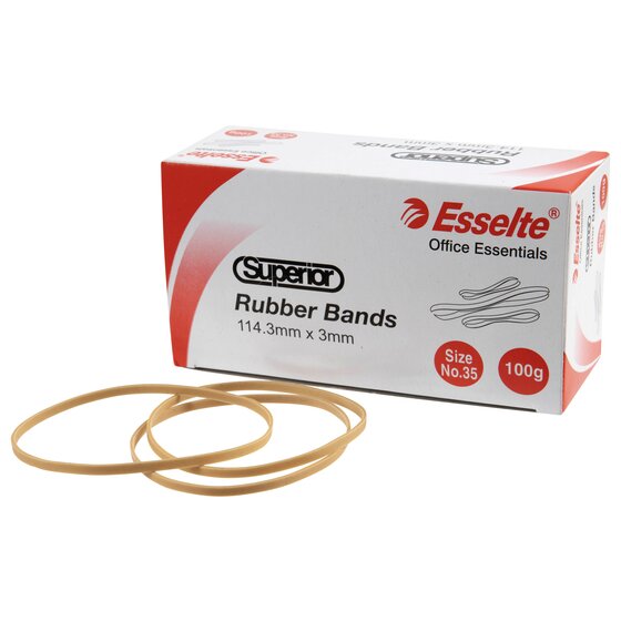 Esselte Superior Rubber Bands No 35 100g Natural Colour Box