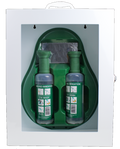 AeroWash Eyewash Brackets in Metal Cabinet with Perspex Front