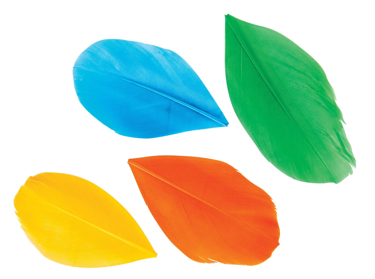 Trimmed Feathers Assorted 20g Seven Colours 8 to 10cm Leaf Shaped