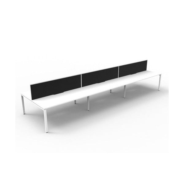 Rapidline Deluxe Infinity Back to Back 6 Person Workstation Profile Leg 1800 x 750mm with Screen Natural White / White Satin