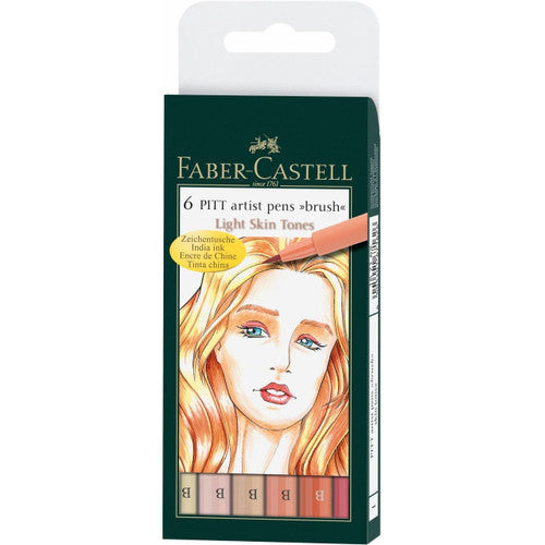 Faber Castell Pitt Artist Pen B Wallet of 6 Light Skin Tones