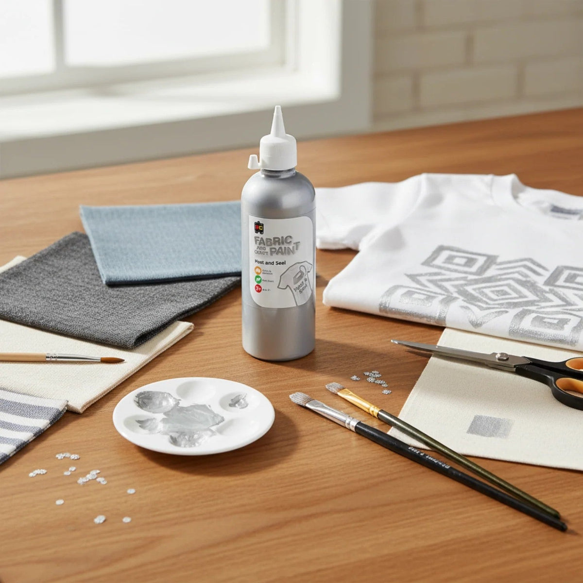 Fabric and Craft Paint 500ml Silver