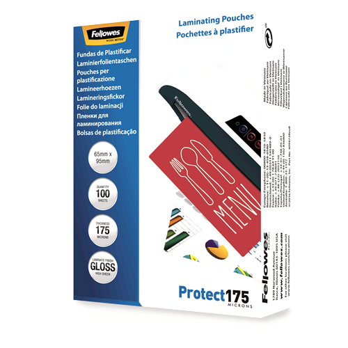 Fellowes Laminating Pouches 65x95mm 175mic Gloss Pack 100
