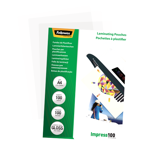 Fellowes Laminating Pouches A4 100mic Gloss Pack 100