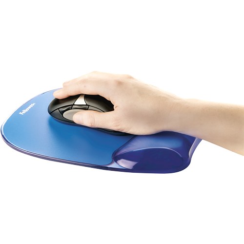 Fellowes Crystals Gel Mouse Pad Wrist Rest Blue
