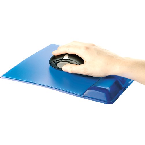 Fellowes Health-V Crystals Mouse Pad Wrist Rest Blue