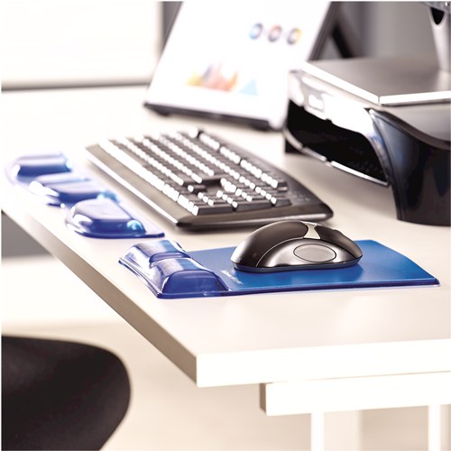 Fellowes Health-V Crystals Mouse Pad Wrist Rest Blue
