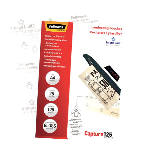 Fellowes ImageLast Laminating Pouches A4 125mic Gloss Pack 25
