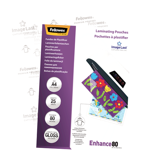 Fellowes ImageLast Laminating Pouches A4 80mic Gloss Pack 25