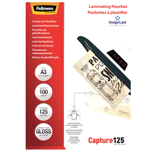 Fellowes ImageLast Laminating Pouches A3 125mic Gloss Pack 100