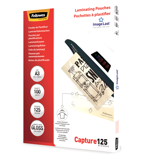Fellowes ImageLast Laminating Pouches A3 125mic Gloss Pack 100