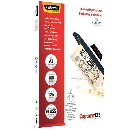 Fellowes ImageLast Laminating Pouches A3 125mic Gloss Pack 100