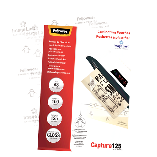 Fellowes ImageLast Laminating Pouches A3 125mic Gloss Pack 100