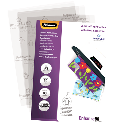 Fellowes ImageLast Laminating Pouches A3 80mic Gloss Pack 50