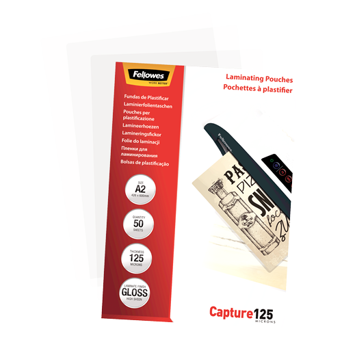 Fellowes Laminating Pouches A2 125mic Gloss Pack 50