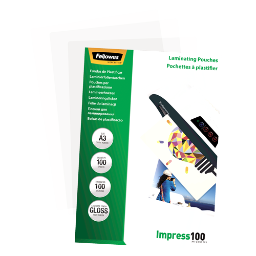 Fellowes Laminating Pouches A3 100mic Gloss Pack 100