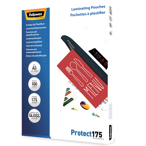 Fellowes Laminating Pouches A3 175mic Gloss Pack 100