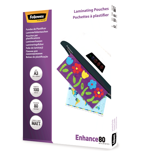 Fellowes Laminating Pouches A3 80mic Matt Pack 100