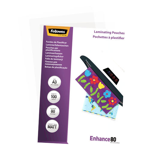 Fellowes Laminating Pouches A3 80mic Matt Pack 100
