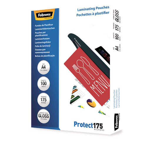 Fellowes Laminating Pouches A4 175mic Gloss Pack 100