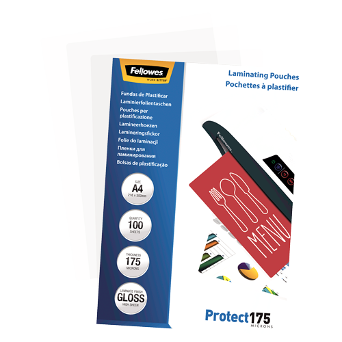 Fellowes Laminating Pouches A4 175mic Gloss Pack 100