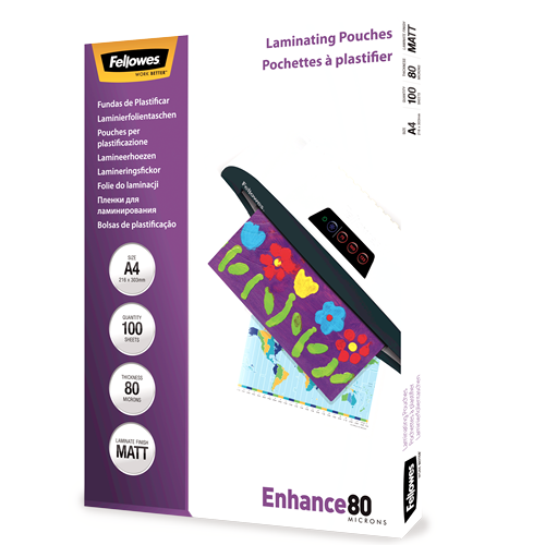 Fellowes Laminating Pouches A4 80mic Matt Pack 100
