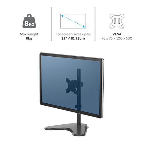 Fellowes Professional Series Freestanding Single Monitor Arm 8kg Black