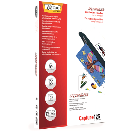 Fellowes SuperQuick Laminating Pouches A4 125mic Gloss Pack 100