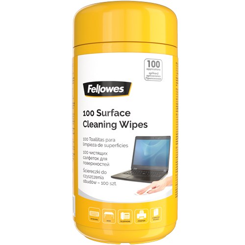 Fellowes Surface Cleaning Wipes Tub 100