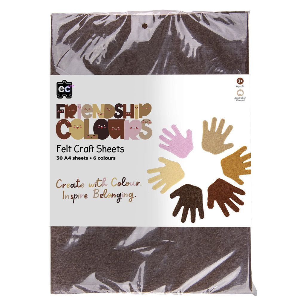 Friendship Colours Felt Craft Sheets 6 Assorted Colours Set of 30