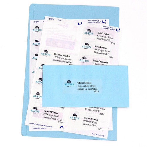 Avery Frosted Clear Address Labels J8560 63.5 x 38.1mm 21UP 525 Labels