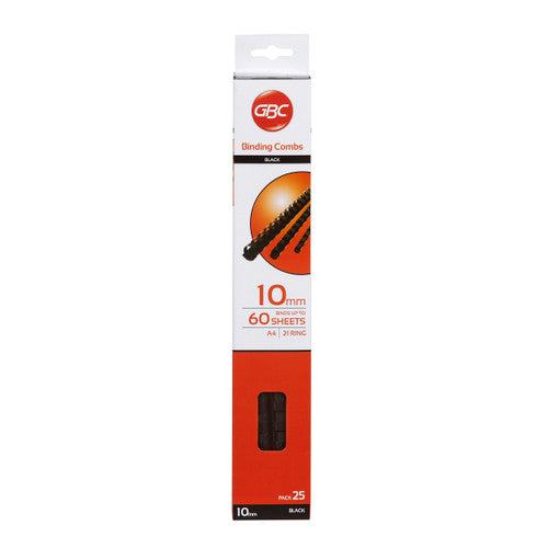GBC Binding Comb 10mm Black Pack of 25