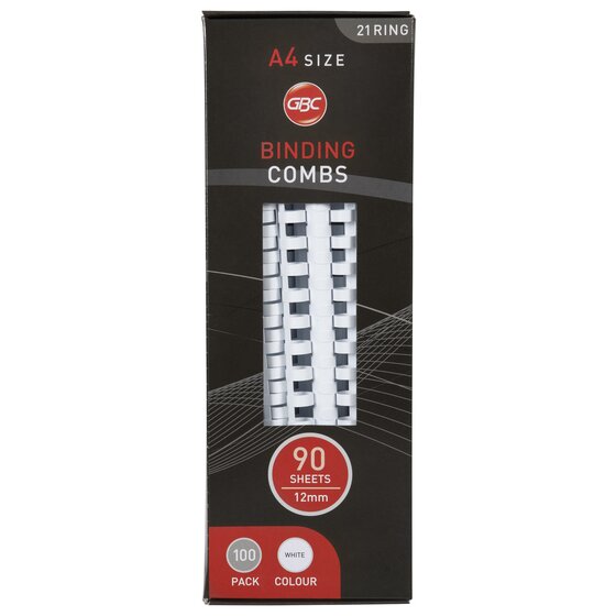 GBC Binding Comb 12mm White Pack of 100